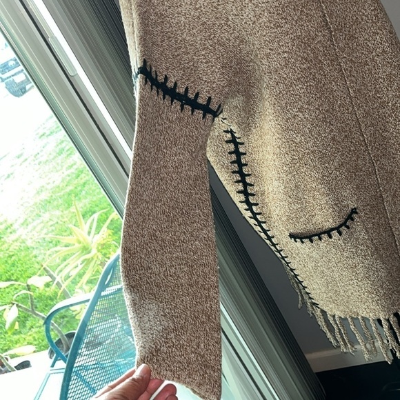 Mustered Cozy and Warm Blanket Stitch Open Tan Cardigan size Large - Picture 2 of 7